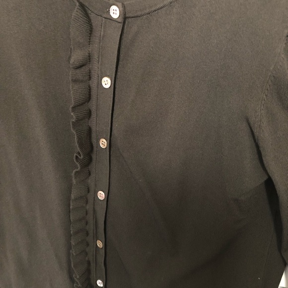 Ann Taylor small black EUC ruffle cardigan - Picture 5 of 7